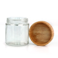 glass jar supplier sale 10oz 300ml round glass storage jar container with wood lids
